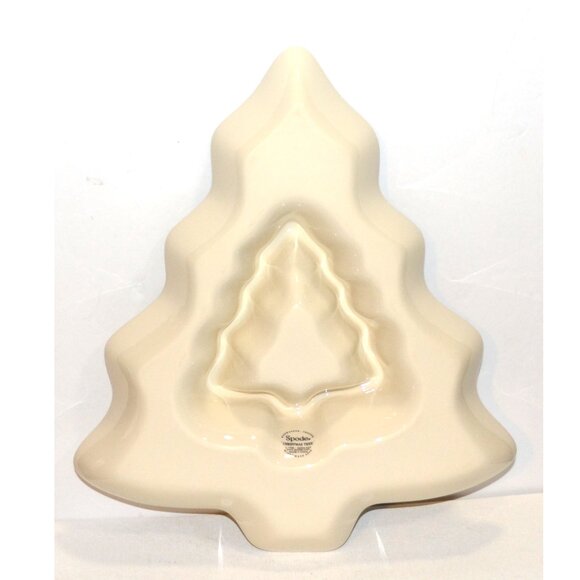Spode Christmas Tree Chip And Dip Dish Shaped Like Christmas Tree Ceramic Boxed - Picture 3 of 4